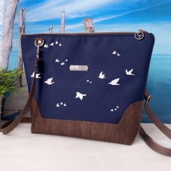 shoulder bag 1 *birds* white/night blue/cork brown