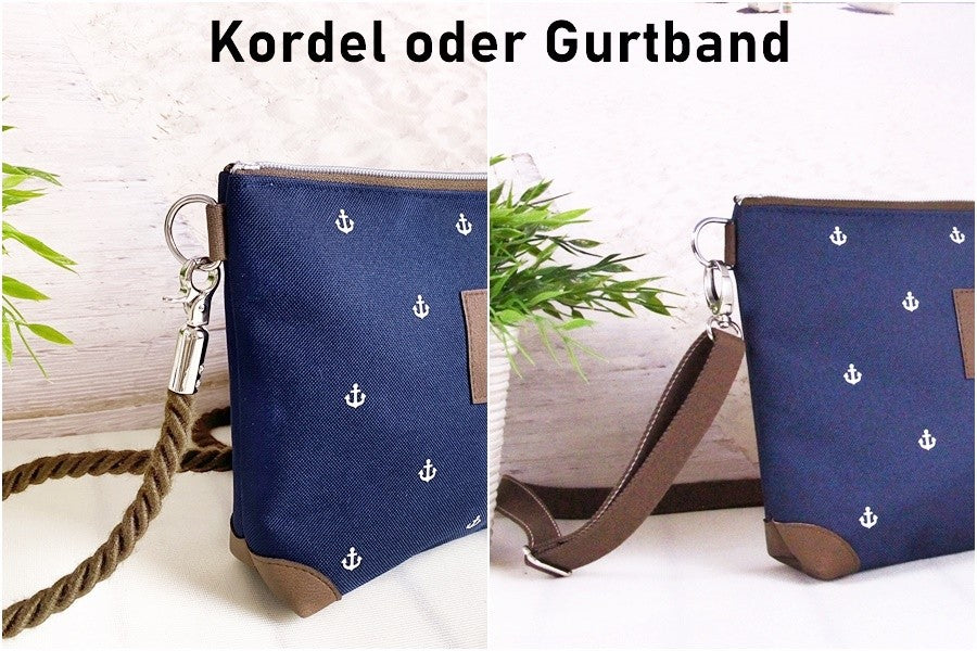 Allround Tasche *Vögel* Weiß/Nachtblau/Kunstleder Braun