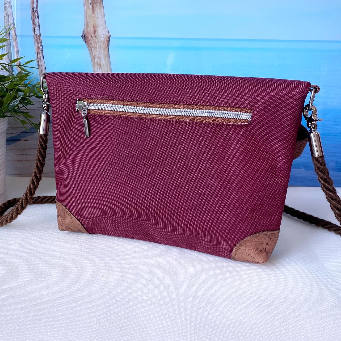 Fold-Over Tasche *Anker* Kupfer/Bordeaux/Kork Braun Bronze