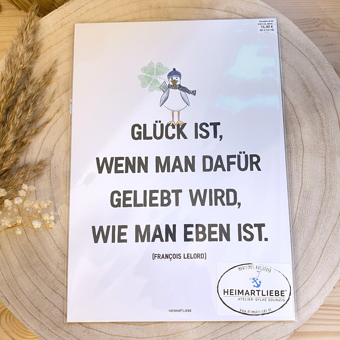 Kunstdruck A4 -Glück ist, wenn man…-