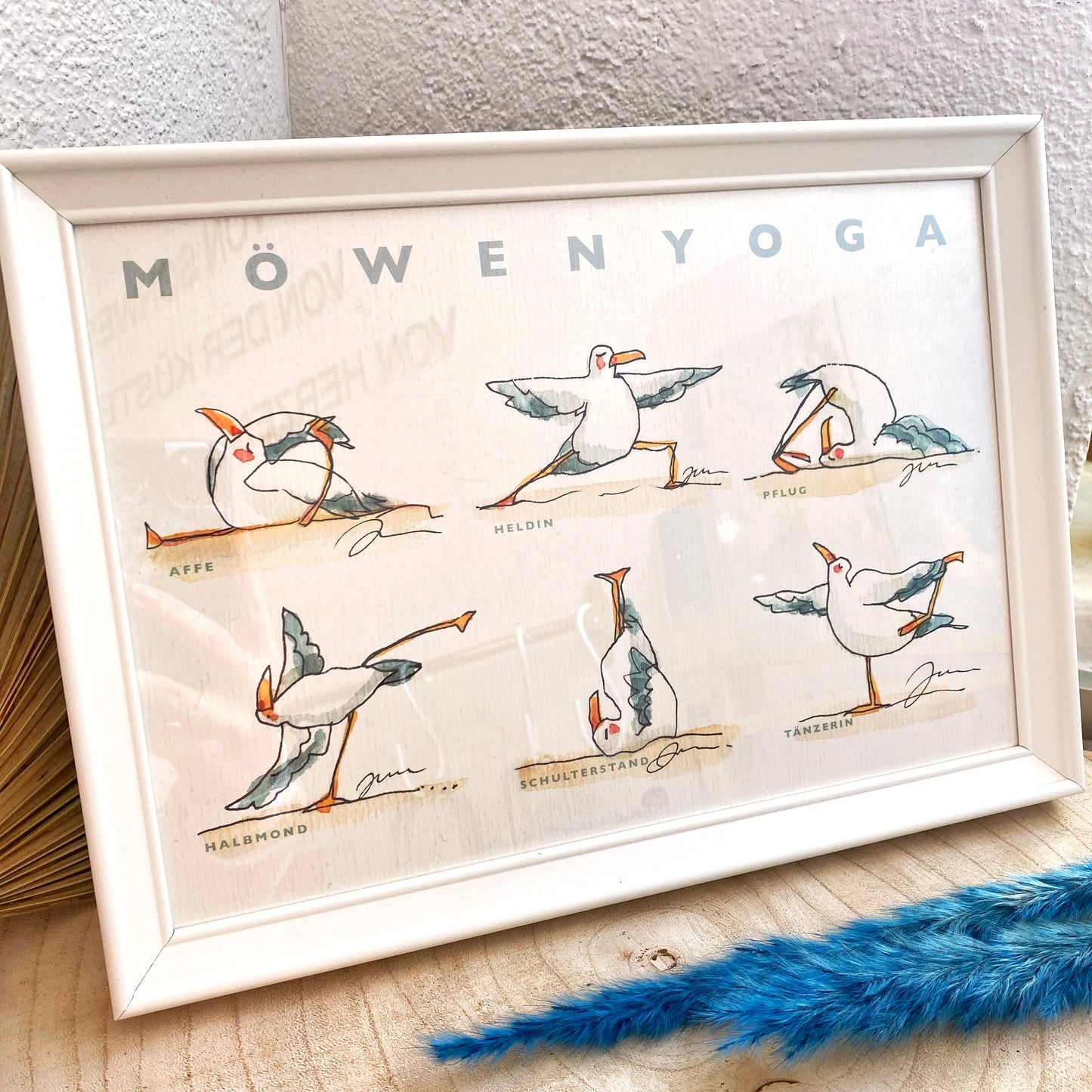 Kunstdruck A4 -Möwenyoga-