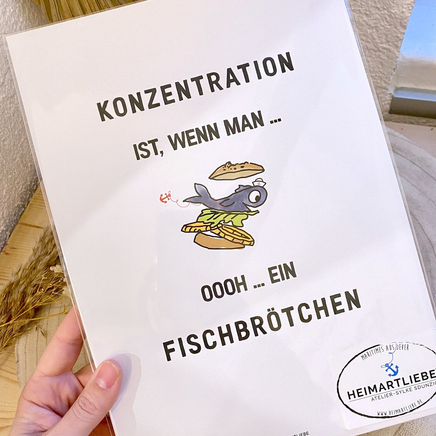 Kunstdruck A4 -Konzentration Fischbrötchen-