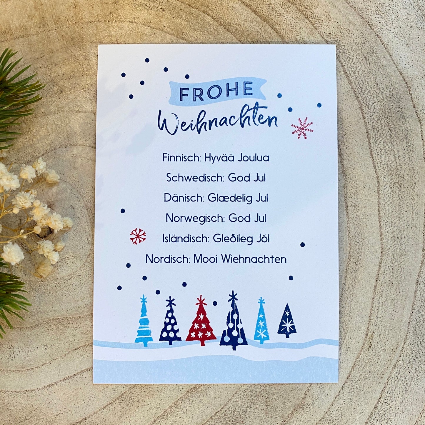 Postkarte -Frohe Weihnachten Sprachen-